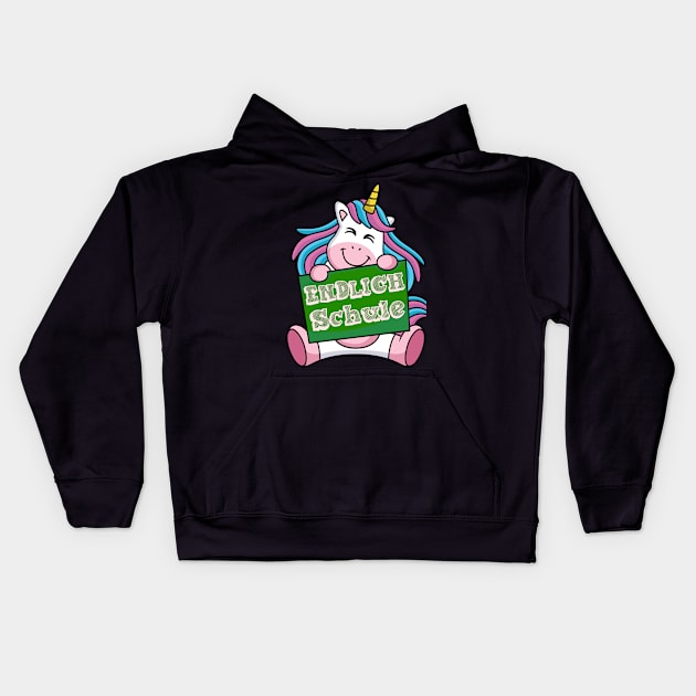 Schulstart Einhorn Endlich Schule 1. Klasse T shirt Kids Hoodie by chilla09